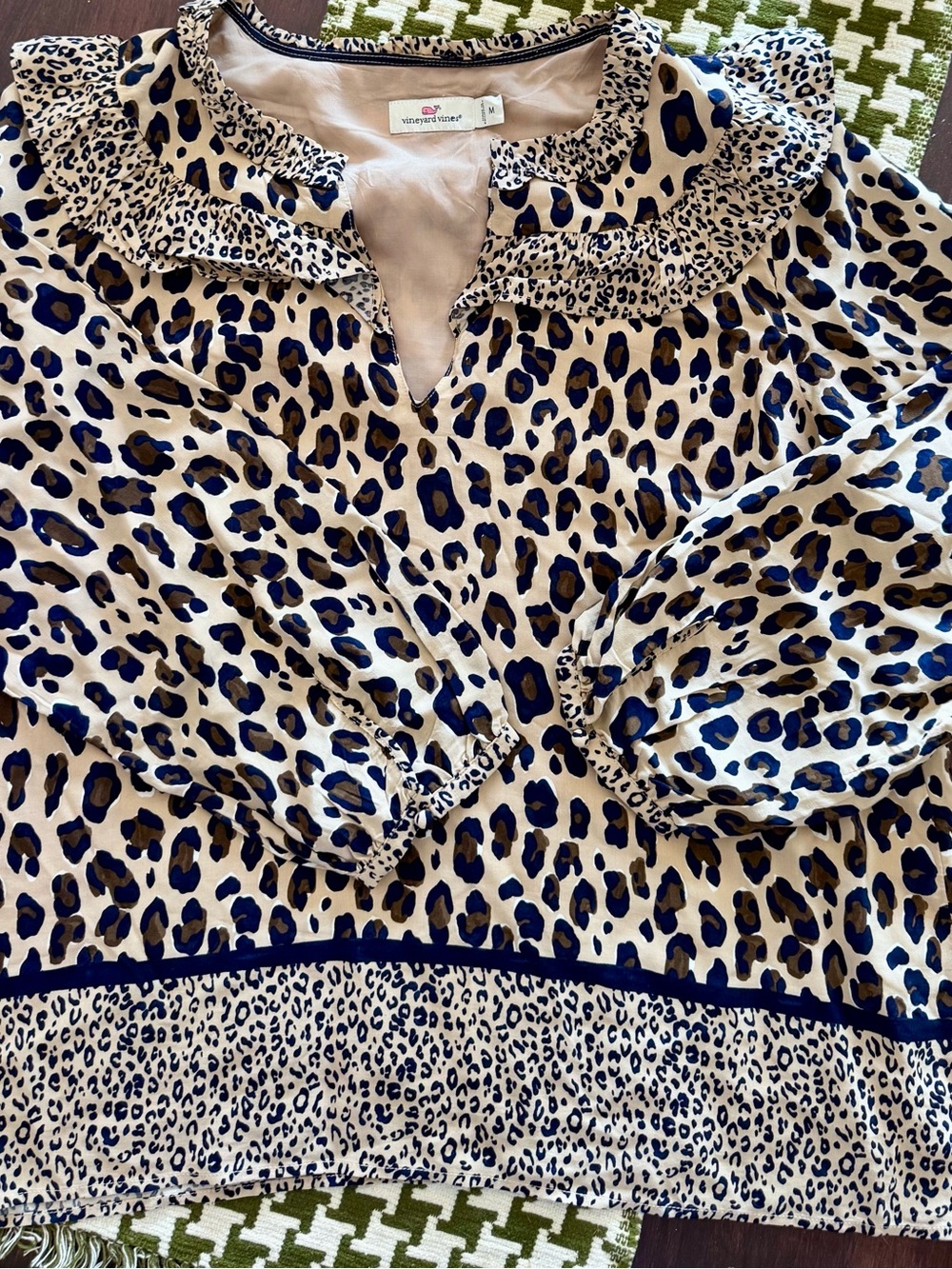 Vineyard Vines Borderline Cheetah Ruffle Top